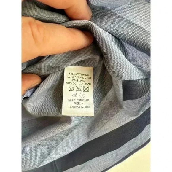 Ports 1961 100% Cotton Belted Asymmetrical Stripe Structured Blouse Size 4 - Picture 4 of 6